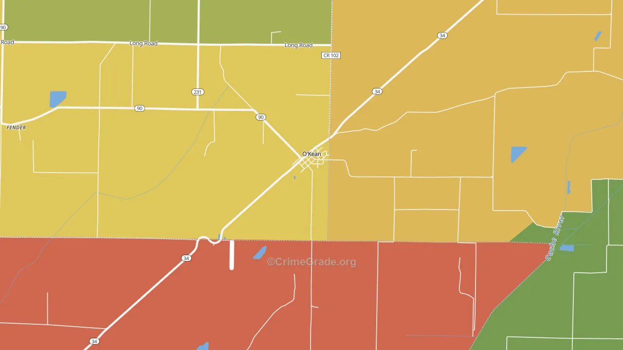 O'Kean, AR Map of Drug-Related Crime Rates