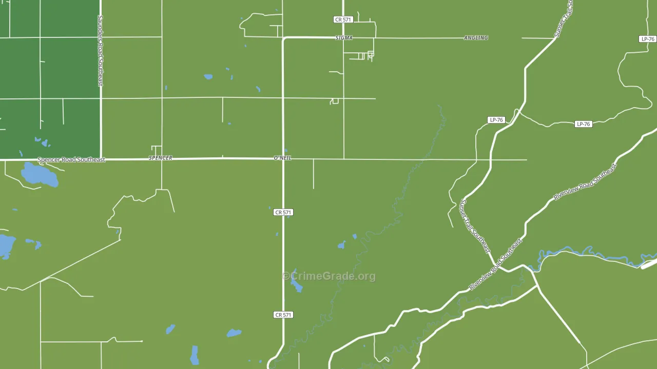 O'neil, MI Map of Drug-Related Crime Rates