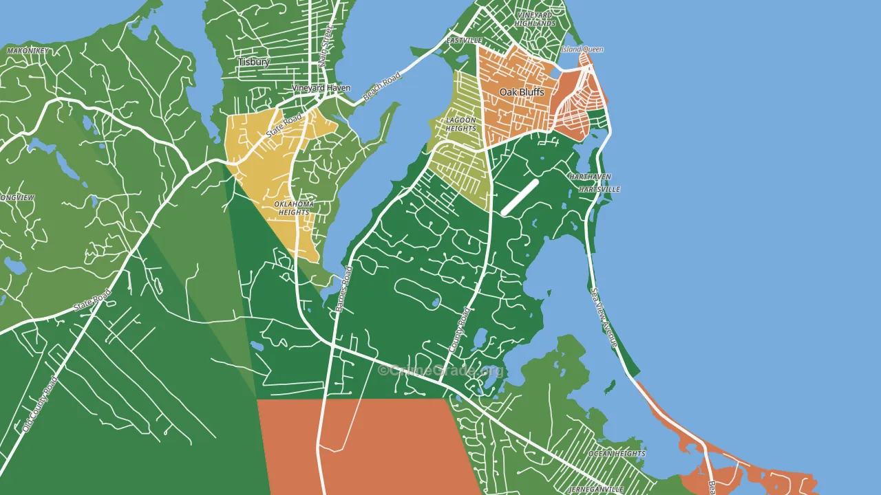 Oak Bluffs, MA Map of Drug-Related Crime Rates