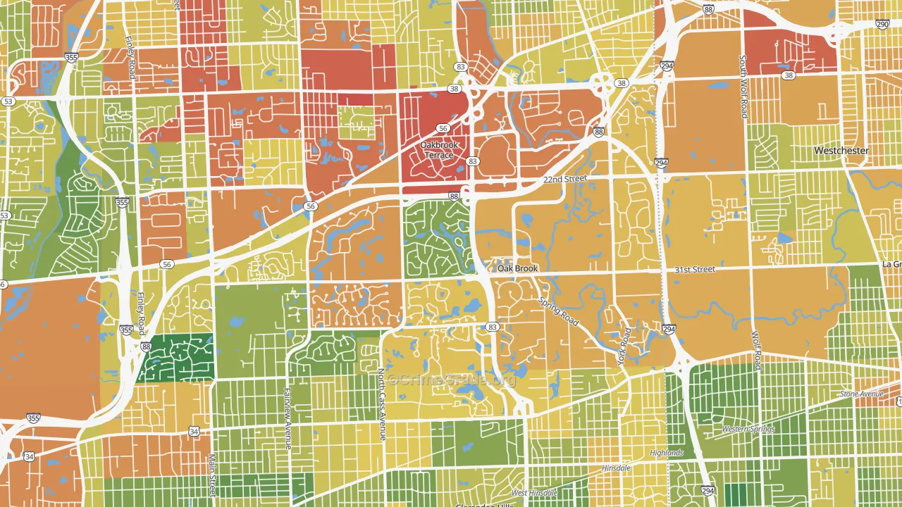 Oak Brook, IL Map of Drug-Related Crime Rates