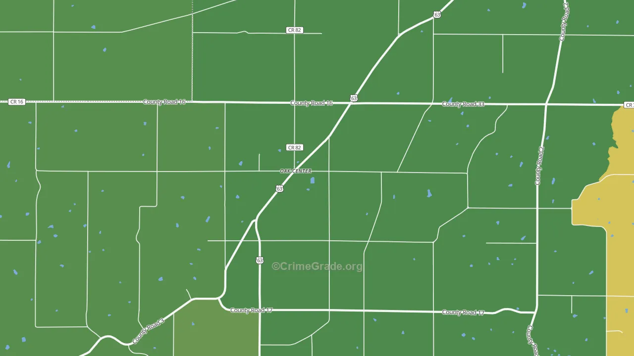Oak Center, MN Map of Drug-Related Crime Rates