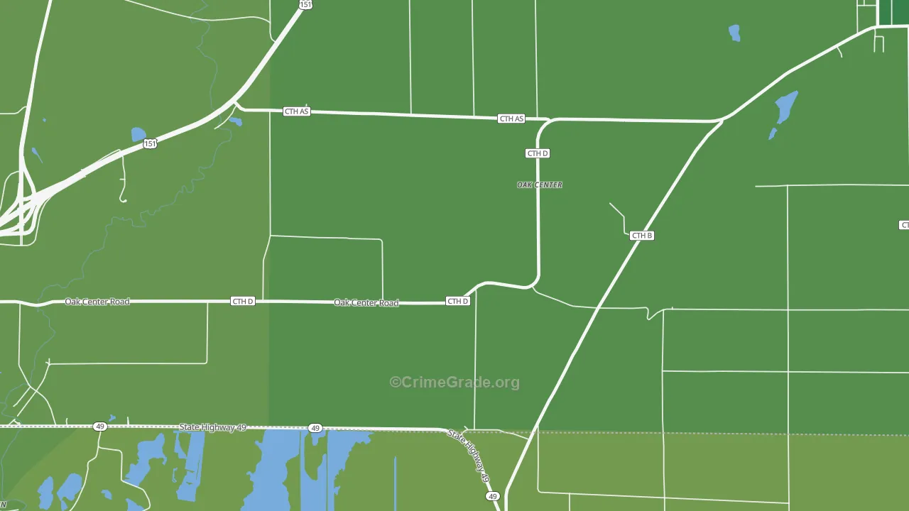 Oak Center, WI Map of Drug-Related Crime Rates