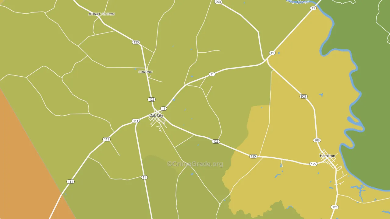 Oak City, NC Map of Drug-Related Crime Rates