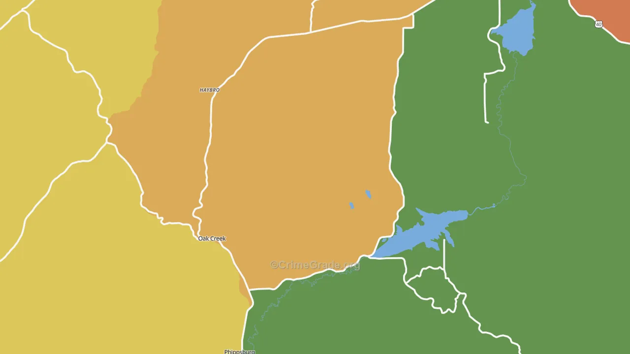 Oak Creek, CO Map of Drug-Related Crime Rates