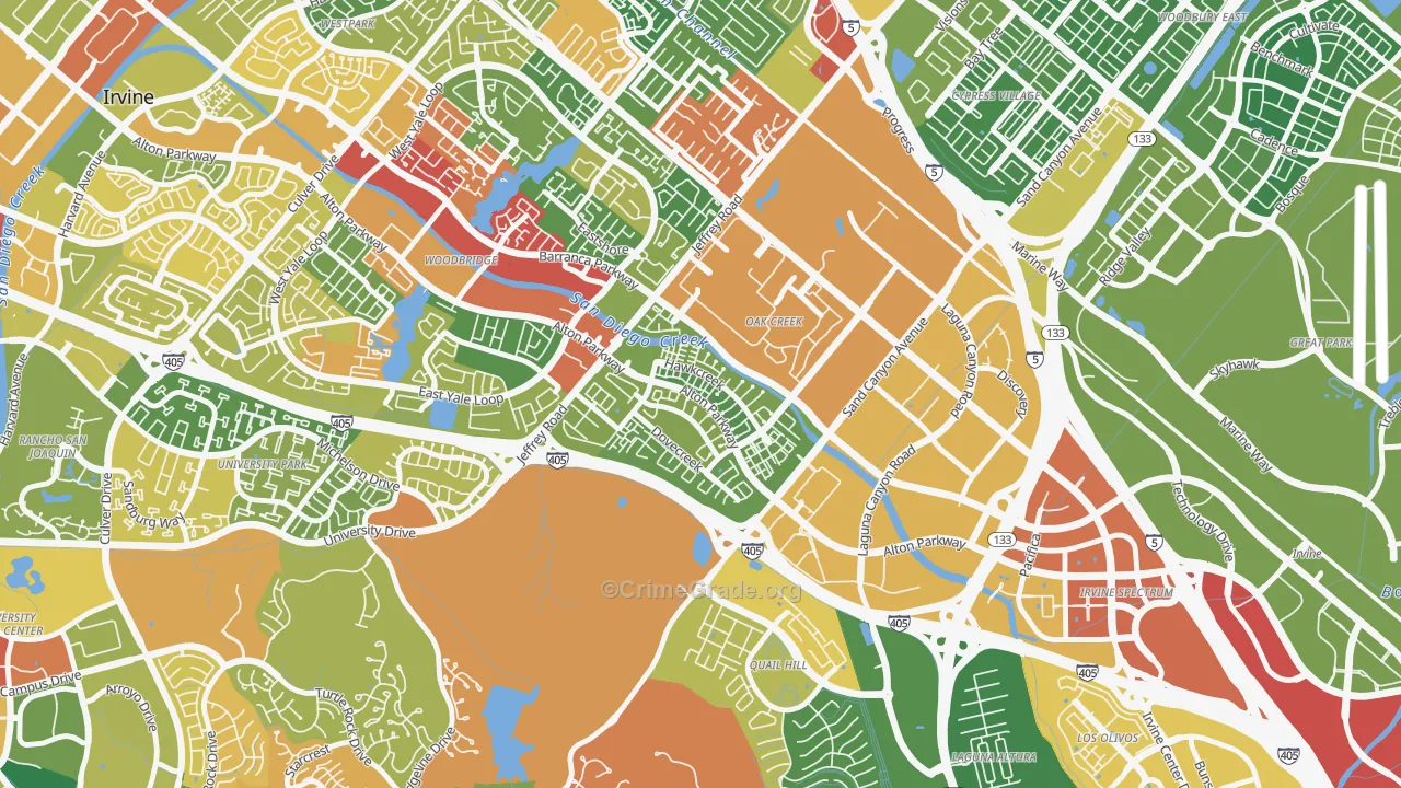Oak Creek, Irvine, CA Map of Drug-Related Crime Rates