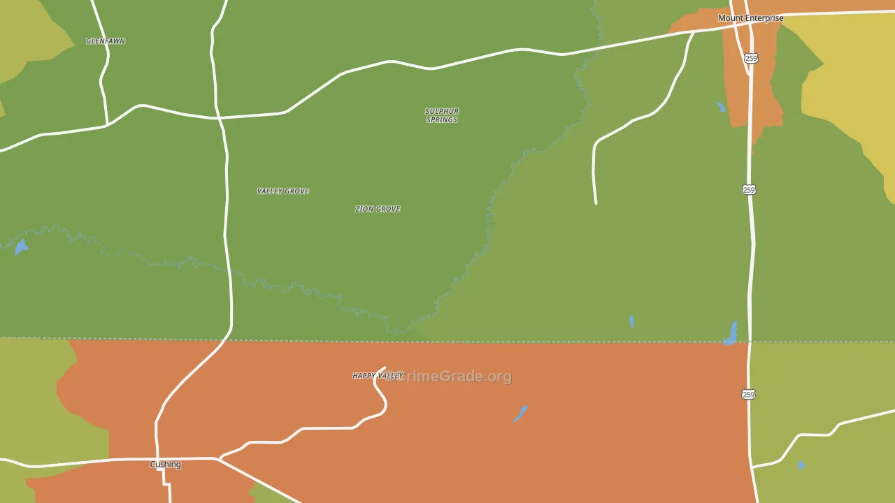 Oak Flat, TX Map of Drug-Related Crime Rates
