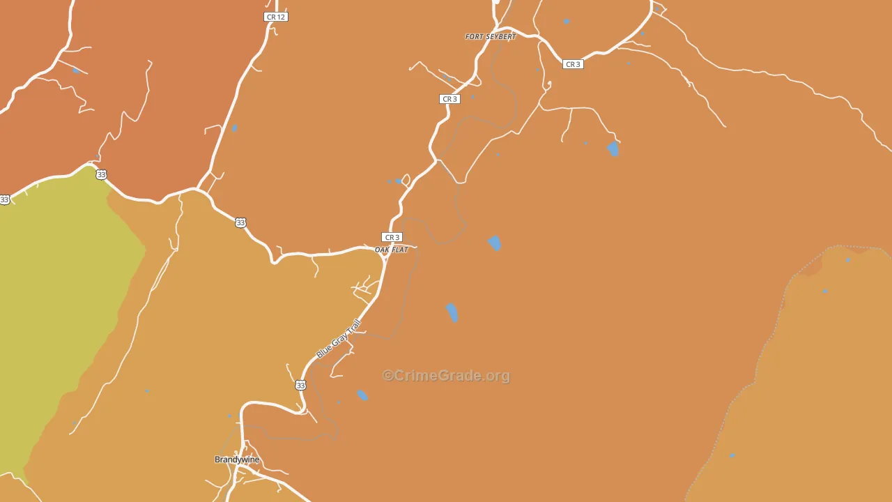 Oak Flat, WV Map of Drug-Related Crime Rates