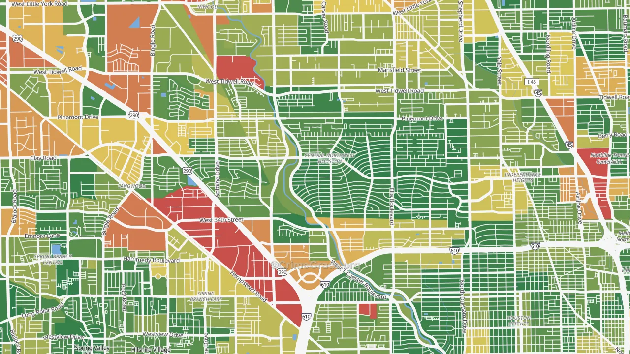 Oak Forest-Garden Oaks, Houston, TX Map of Drug-Related Crime Rates