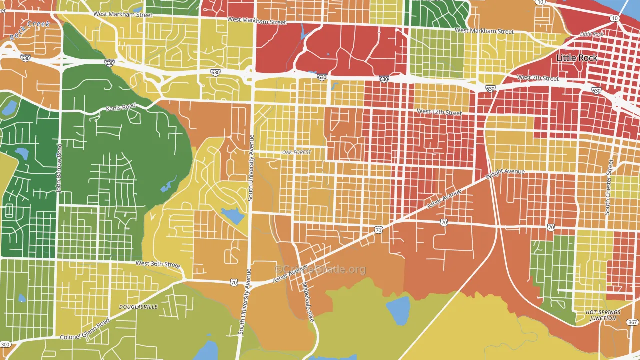 Oak Forest, Little Rock, AR Map of Drug-Related Crime Rates