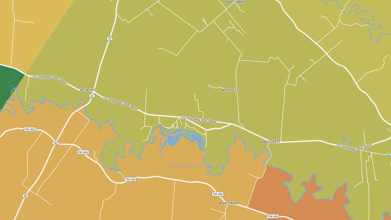 Oak Forest, TX Map of Drug-Related Crime Rates