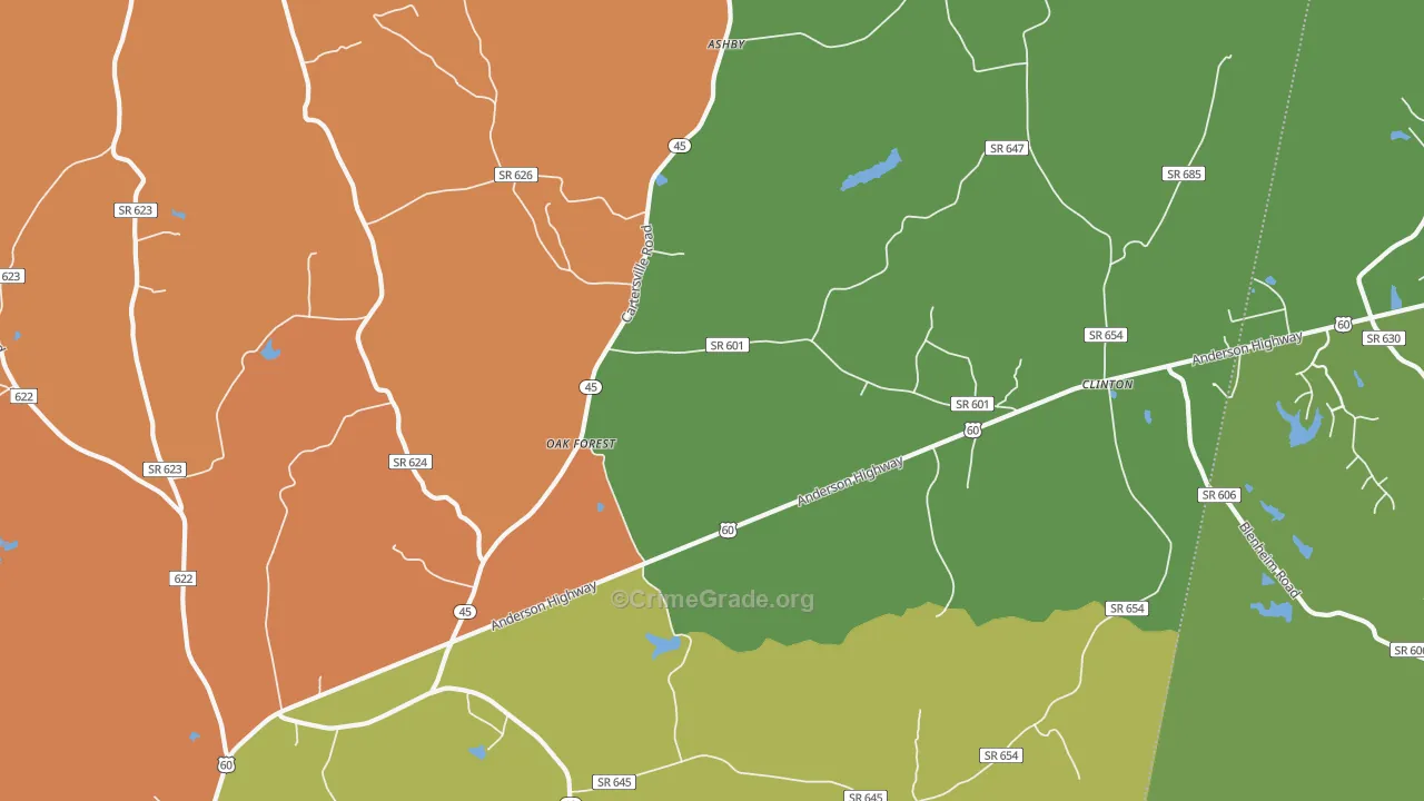 Oak Forest, VA Map of Drug-Related Crime Rates