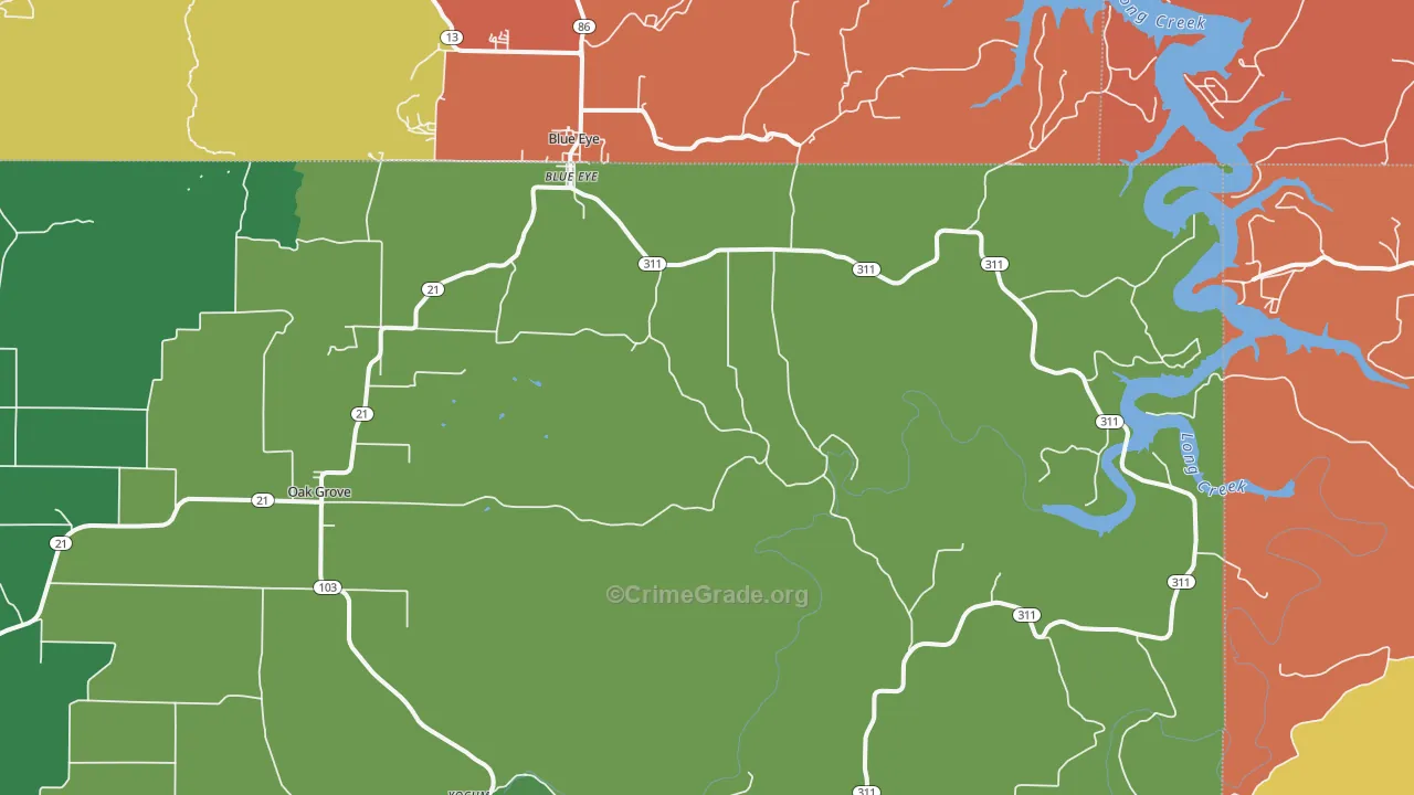 Oak Grove, AR Map of Drug-Related Crime Rates