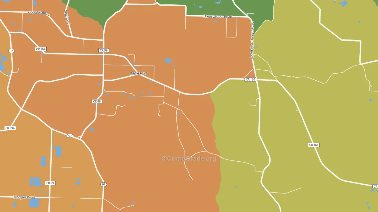Oak Grove, FL Map of Drug-Related Crime Rates