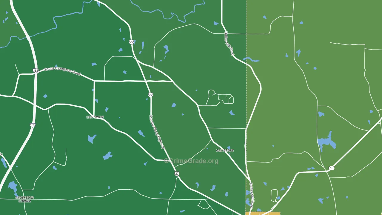 Oak Grove, GA Map of Drug-Related Crime Rates
