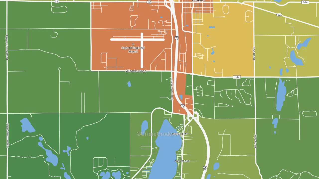 Oak Grove, MI Map of Drug-Related Crime Rates