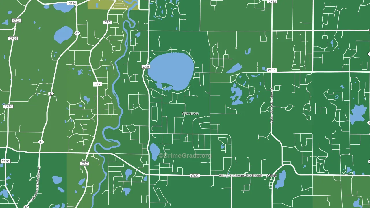 Oak Grove, MN Map of Drug-Related Crime Rates
