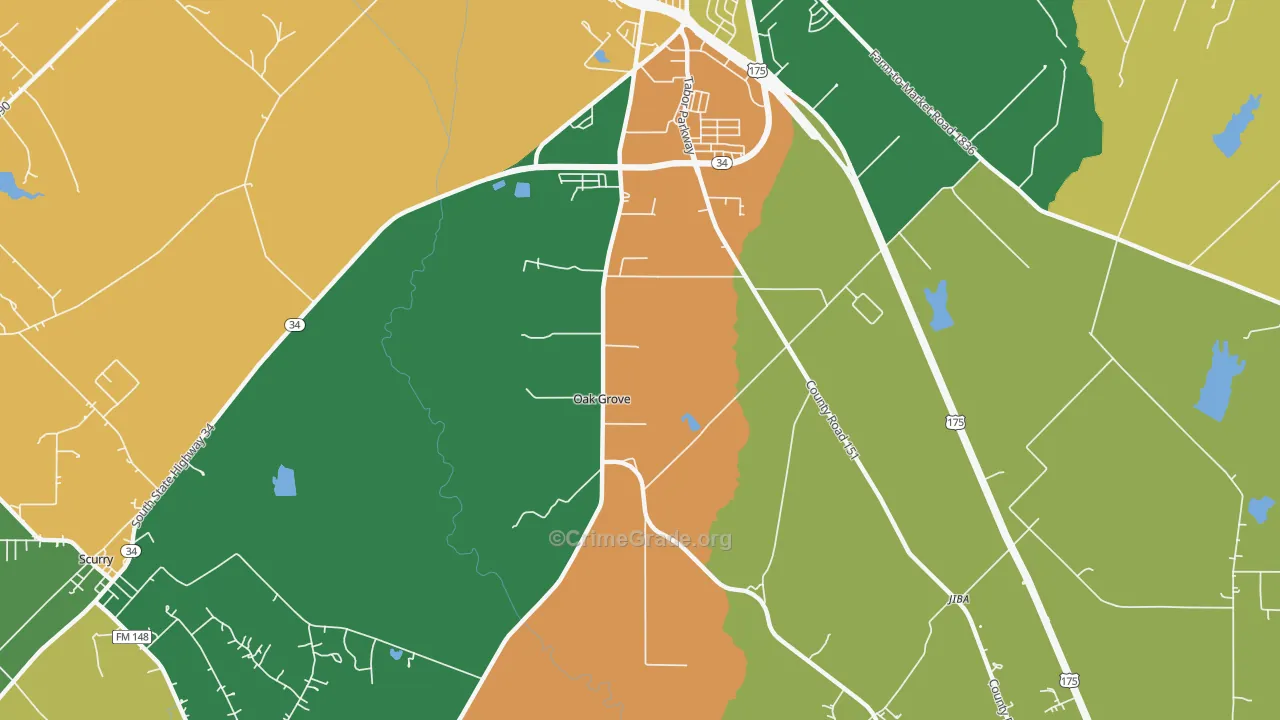 Oak Grove, TX Map of Drug-Related Crime Rates
