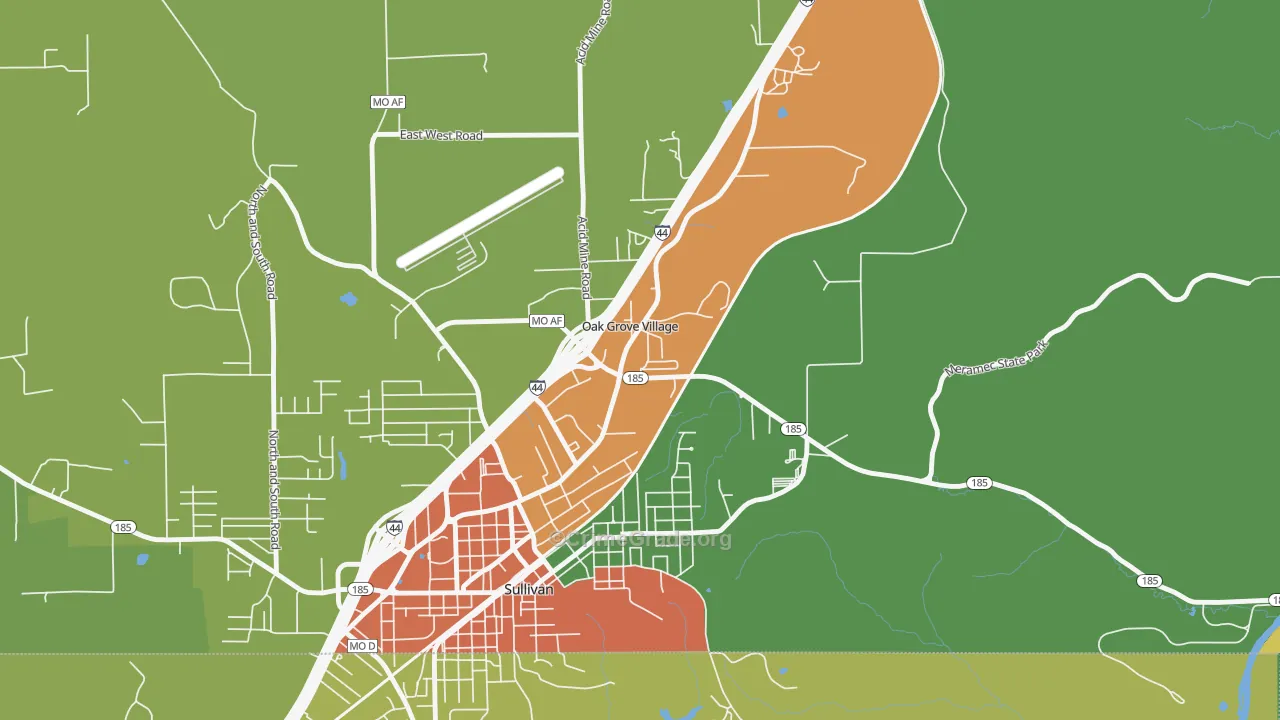 Oak Grove Village, MO Map of Drug-Related Crime Rates