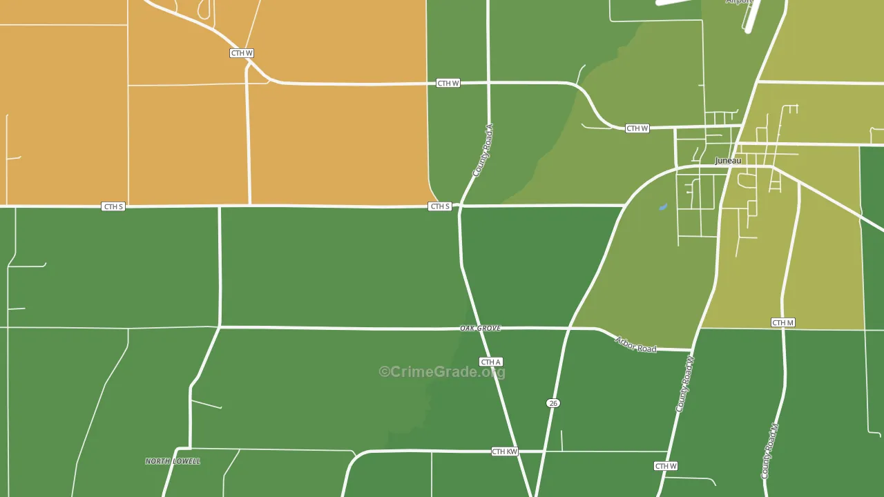 Oak Grove, WI Map of Drug-Related Crime Rates
