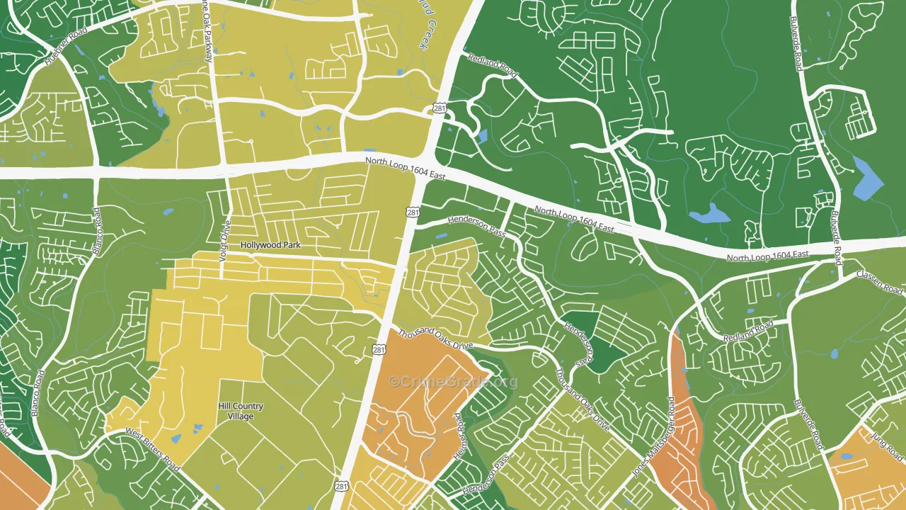 Oak Haven Heights, San Antonio, TX Map of Drug-Related Crime Rates