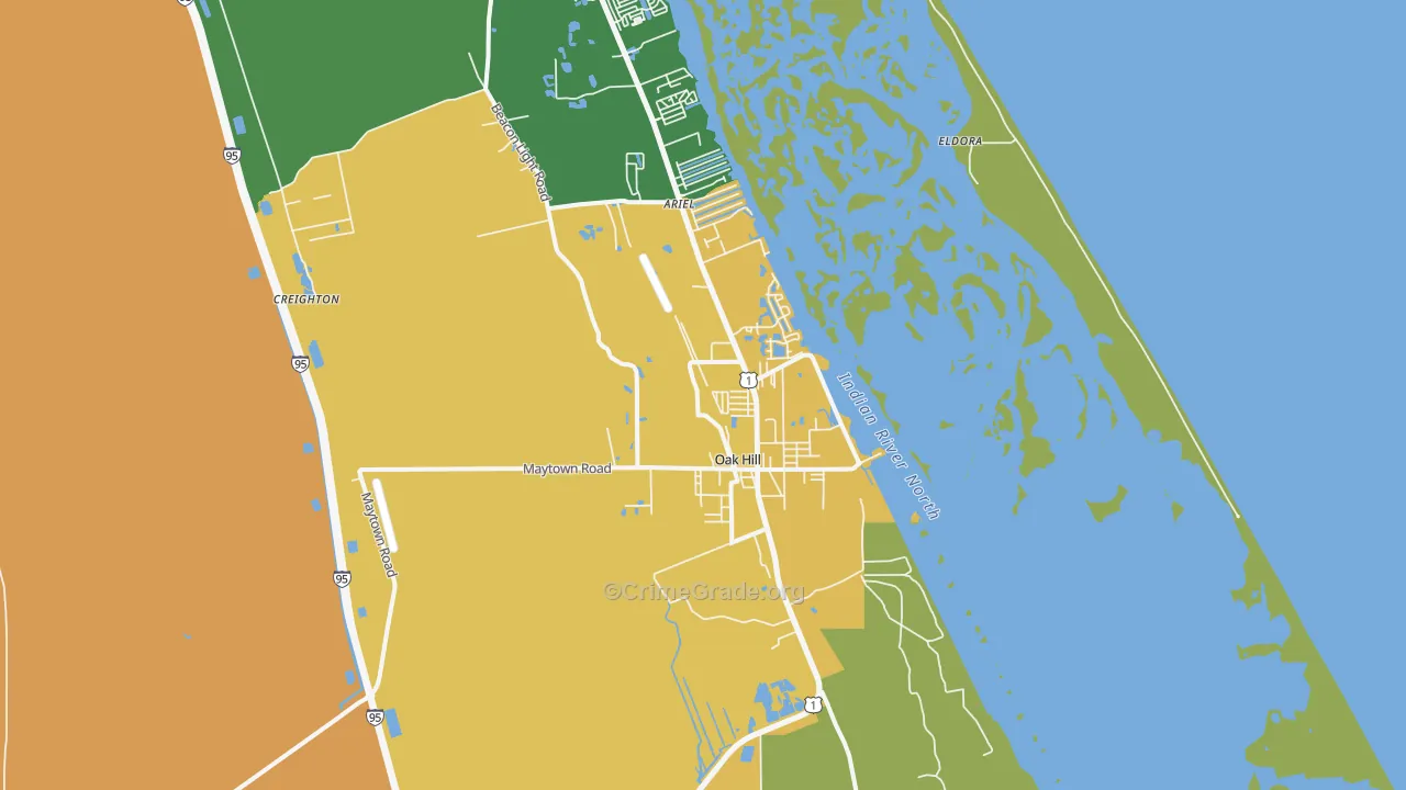 Oak Hill, FL Map of Drug-Related Crime Rates
