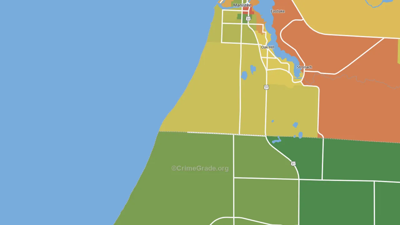 Oak Hill, MI Map of Drug-Related Crime Rates