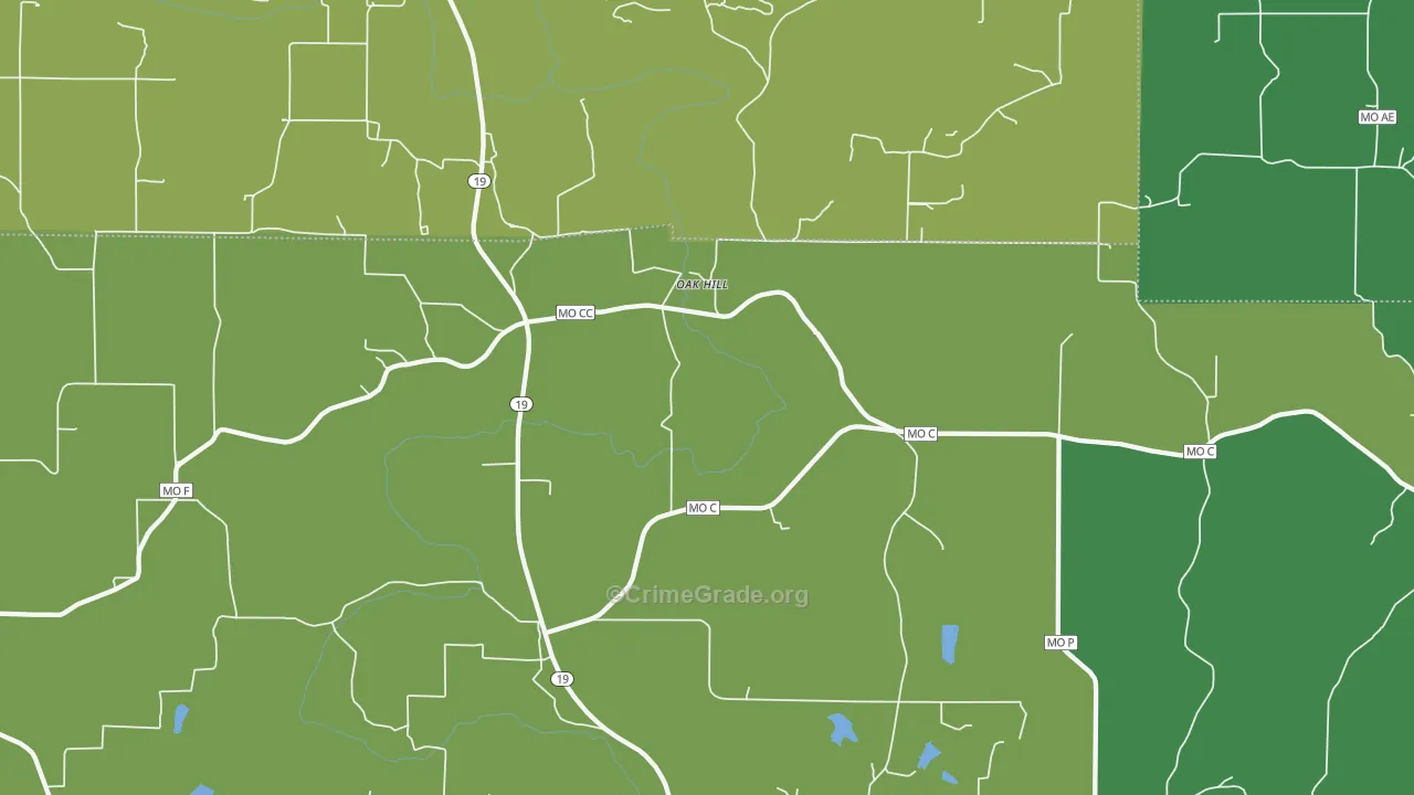 Oak Hill, MO Map of Drug-Related Crime Rates
