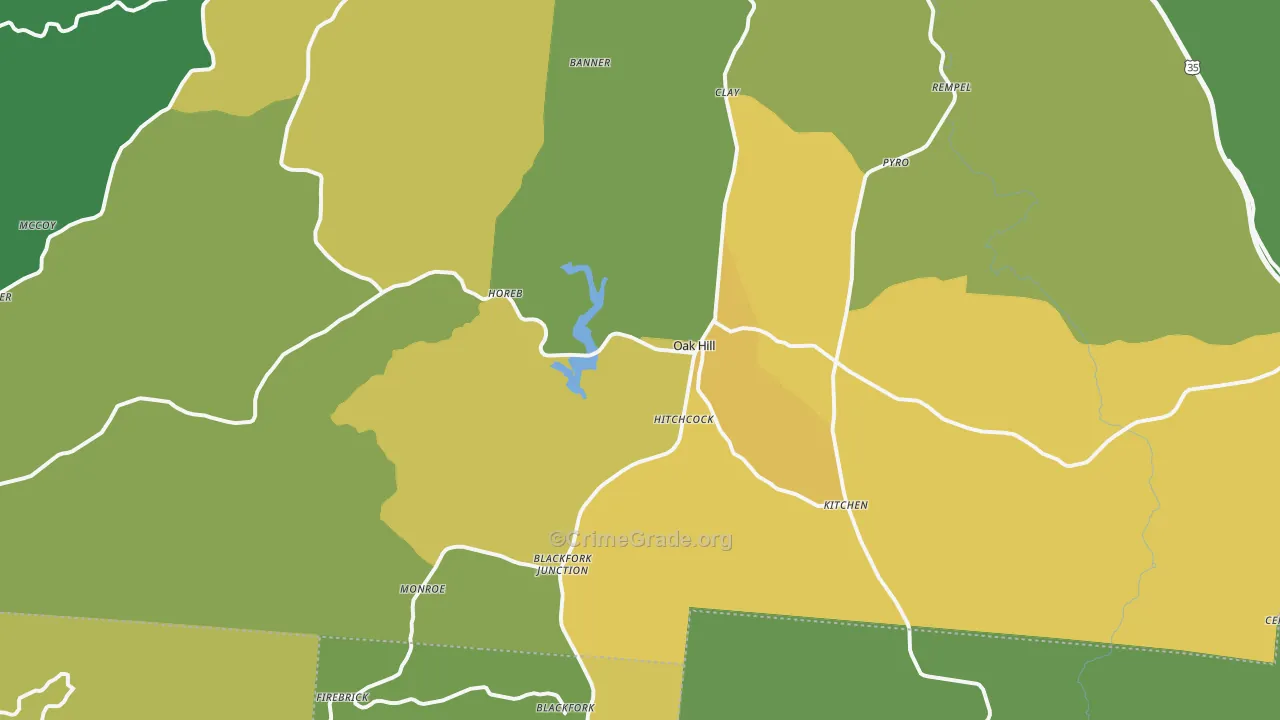 Oak Hill, OH Map of Drug-Related Crime Rates
