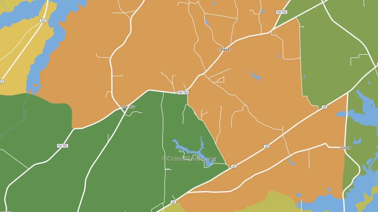 Oak Hill, TX Map of Drug-Related Crime Rates