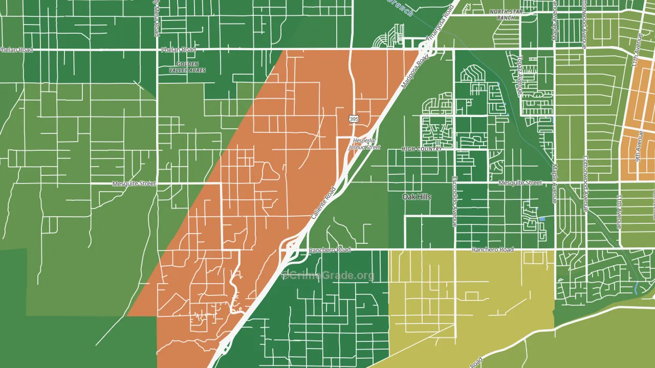 Oak Hills, CA Map of Drug-Related Crime Rates