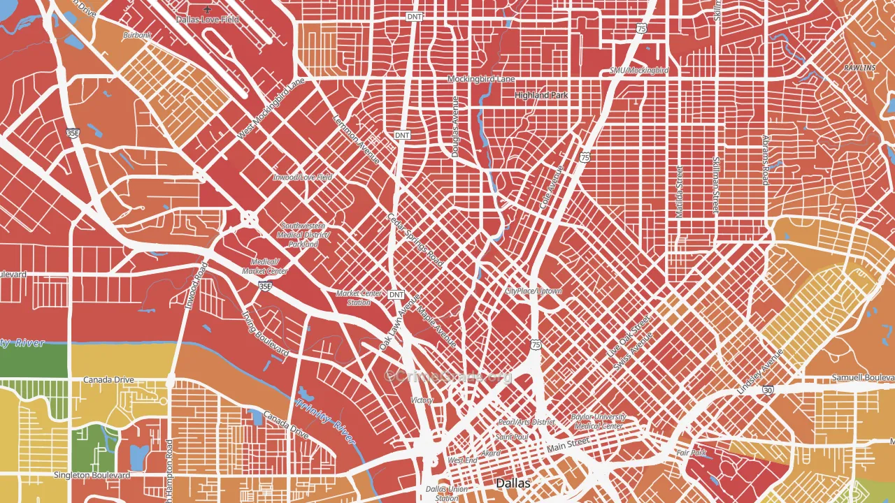 Oak Lawn, Dallas, TX Map of Drug-Related Crime Rates