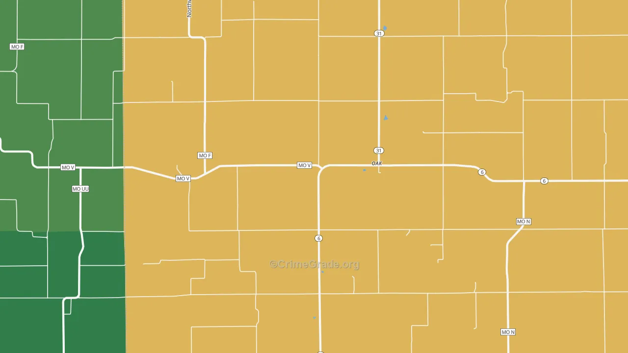 Oak, MO Map of Drug-Related Crime Rates