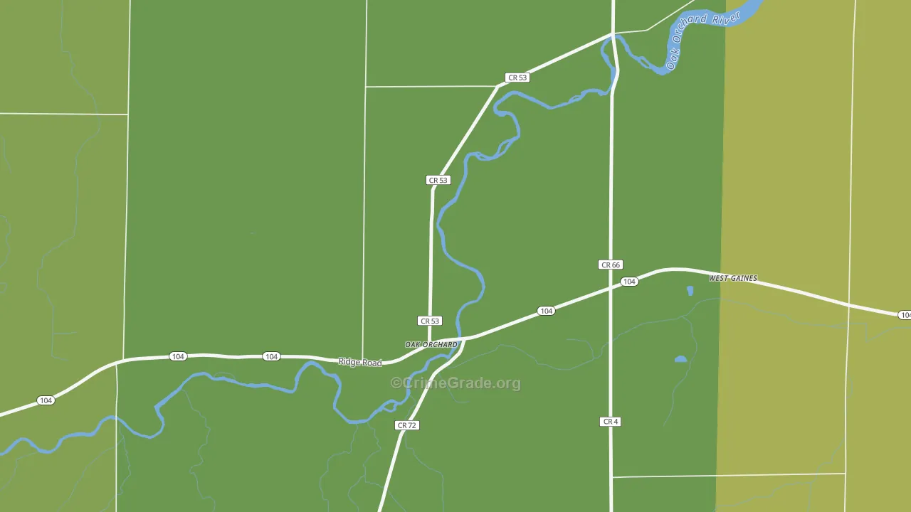 Oak Orchard, NY Map of Drug-Related Crime Rates