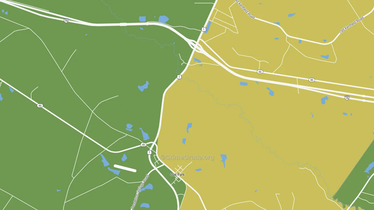Oak Park, GA Map of Drug-Related Crime Rates