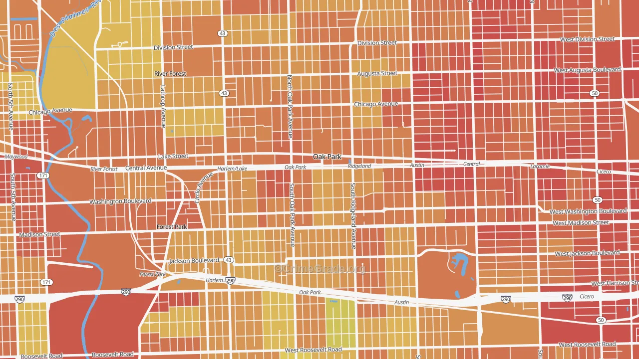 Oak Park, IL Map of Drug-Related Crime Rates