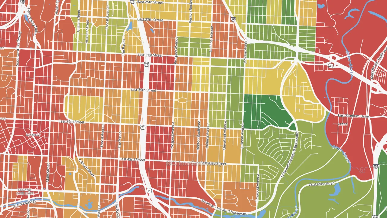 Oak Park Northwest, Kansas City, MO Map of Drug-Related Crime Rates