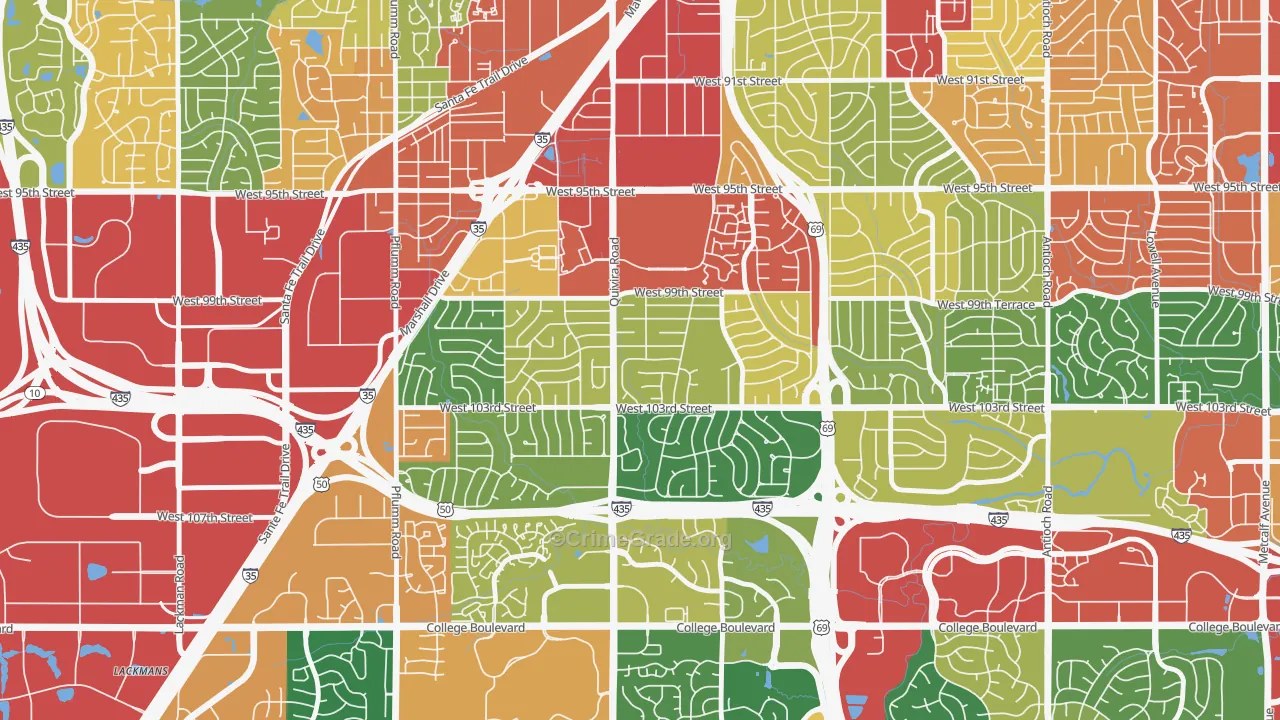 Oak Park, Overland Park, KS Map of Drug-Related Crime Rates
