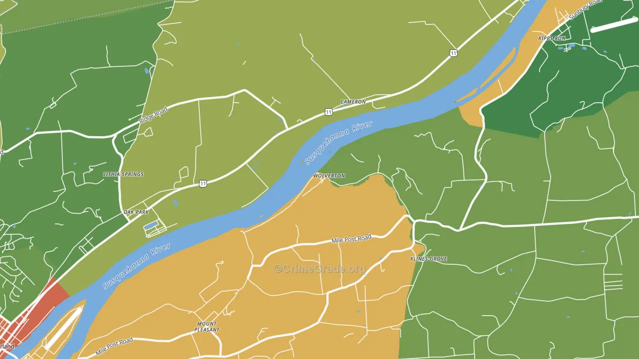 Oak Park, PA Map of Drug-Related Crime Rates
