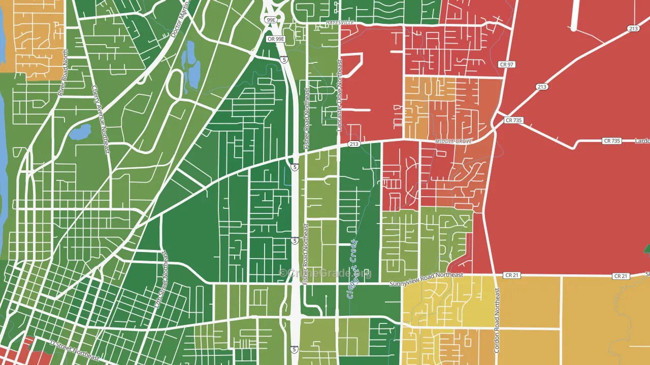 Oak Park, Salem, OR Map of Drug-Related Crime Rates