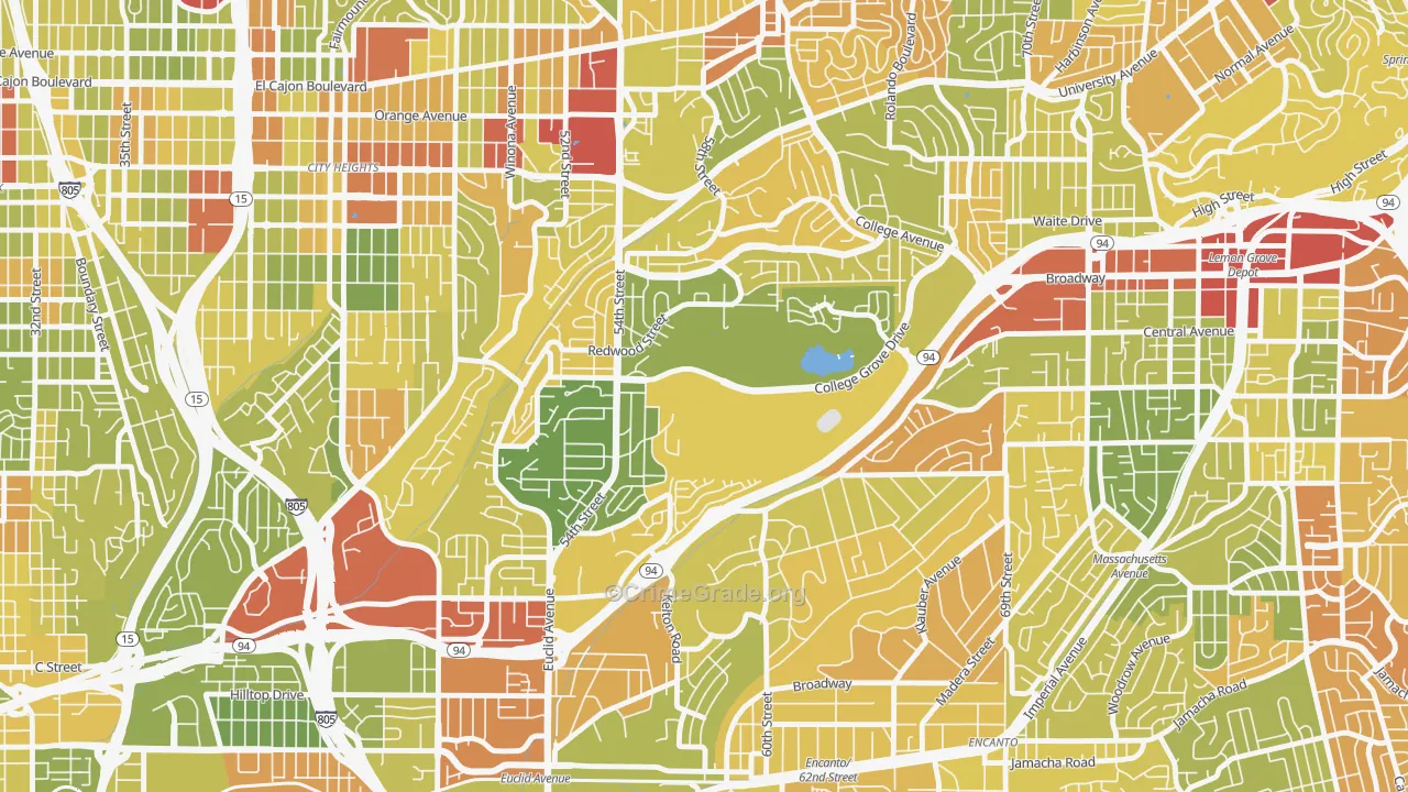 Oak Park, San Diego, CA Map of Drug-Related Crime Rates
