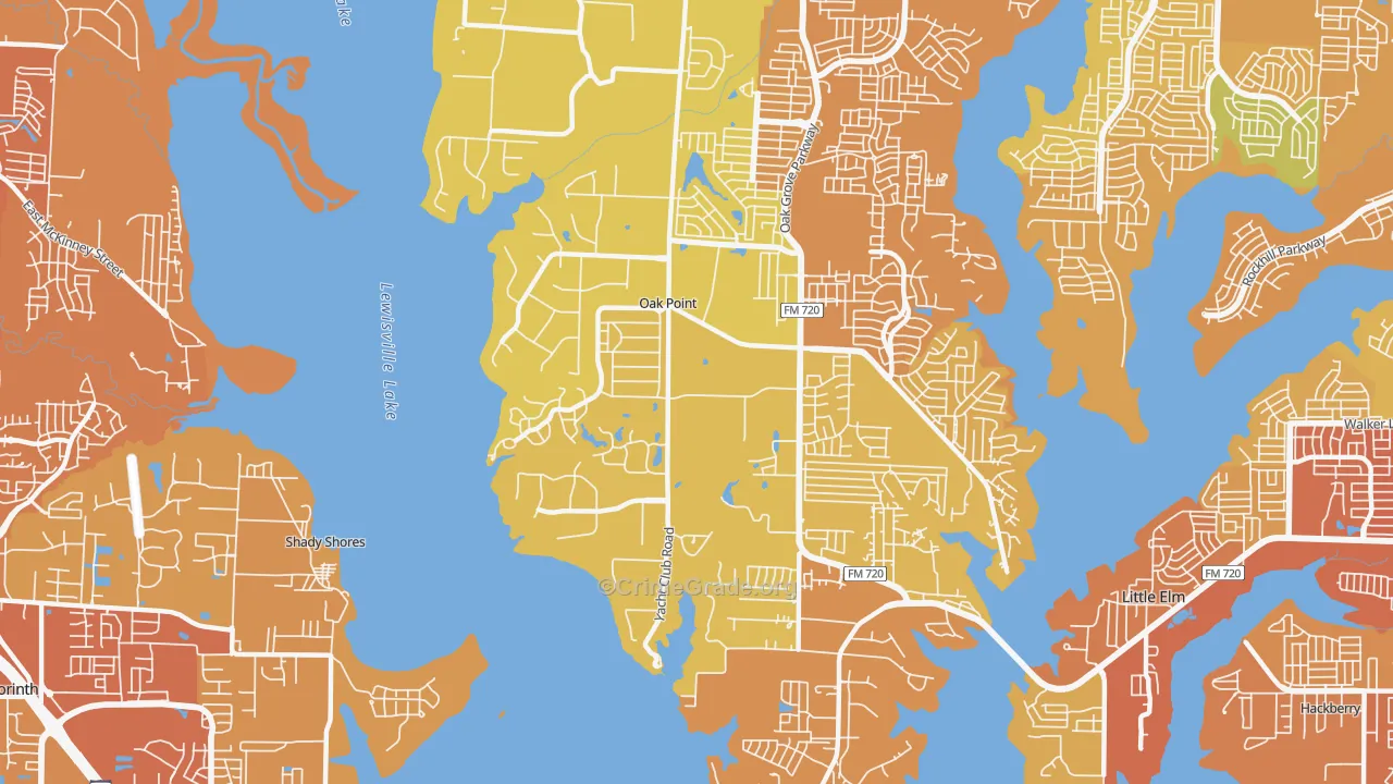 Oak Point, TX Map of Drug-Related Crime Rates