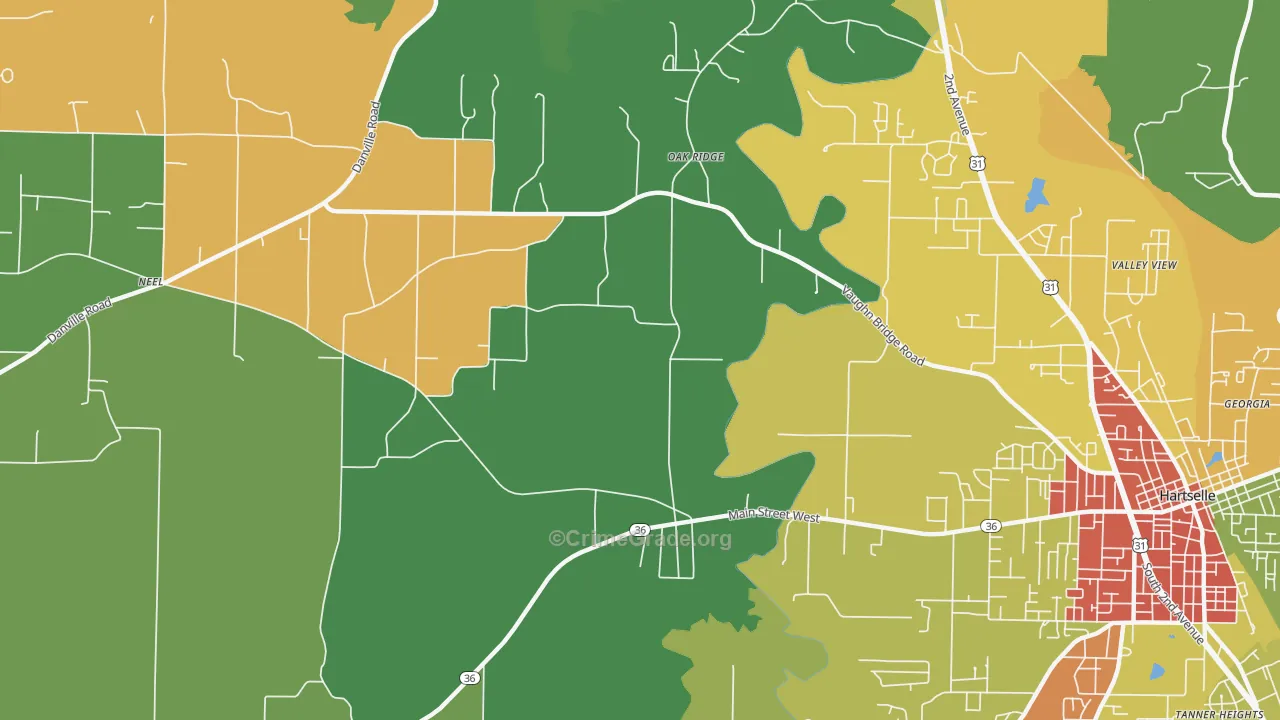 Oak Ridge, AL Map of Drug-Related Crime Rates
