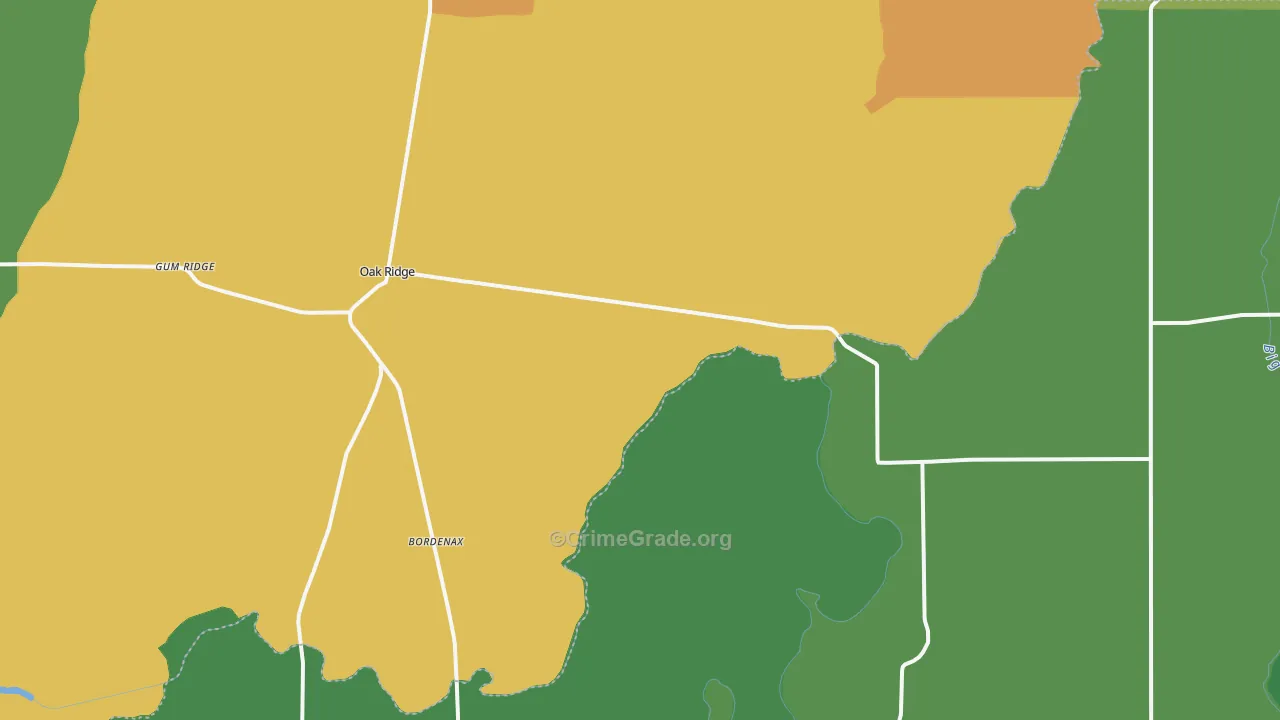 Oak Ridge, LA Map of Drug-Related Crime Rates