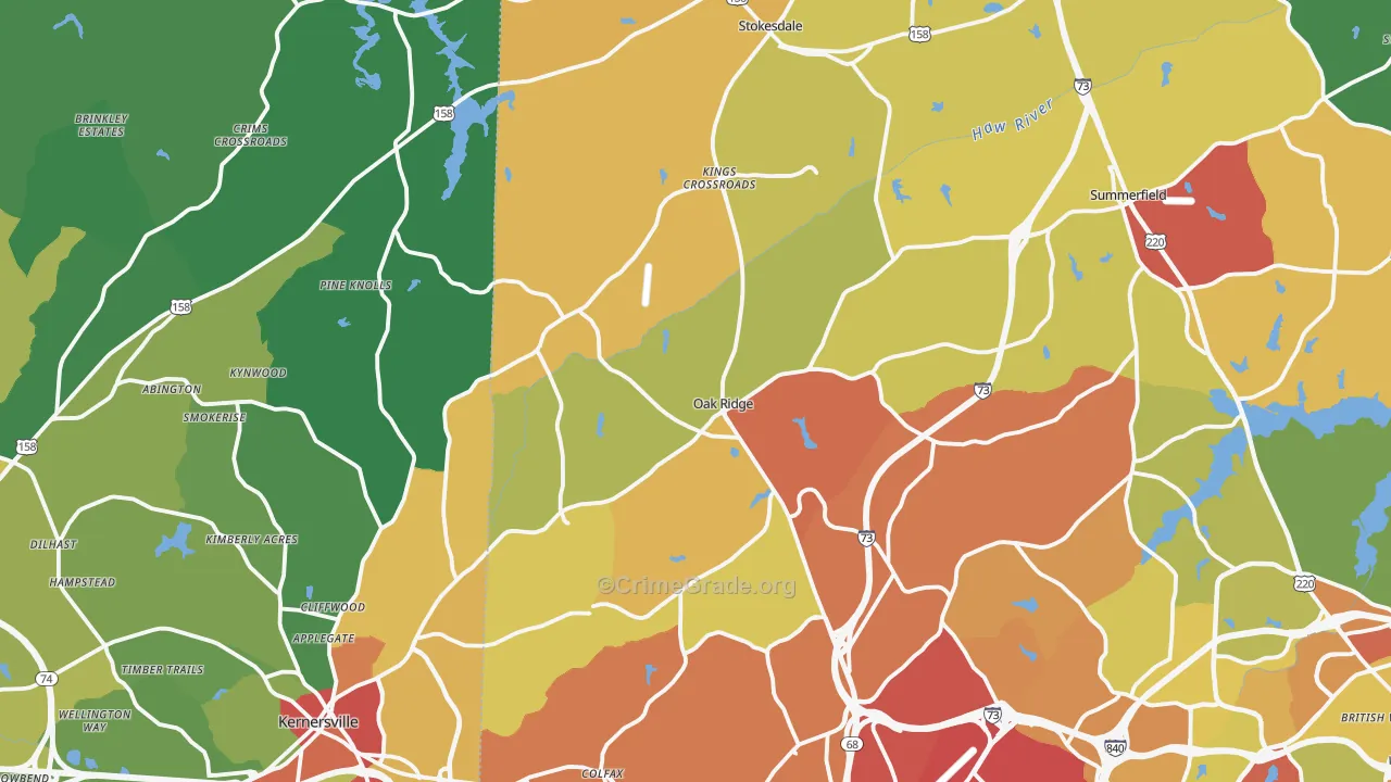 Oak Ridge, NC Map of Drug-Related Crime Rates