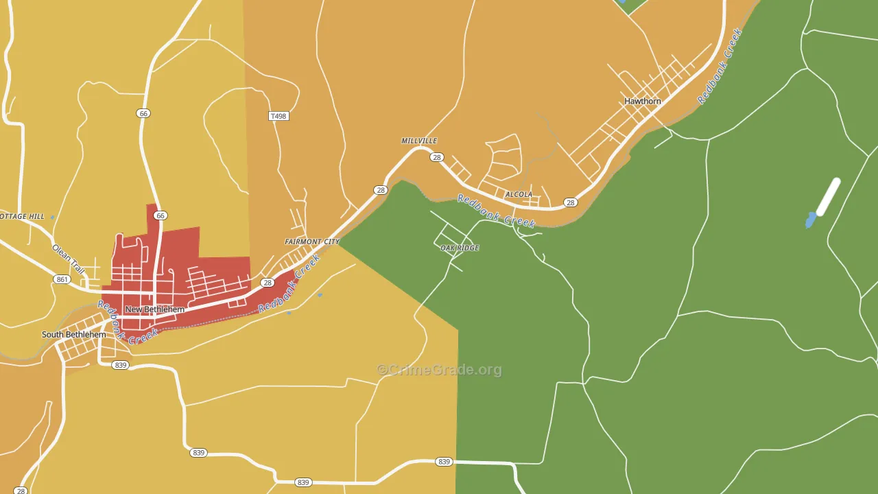 Oak Ridge, PA Map of Drug-Related Crime Rates