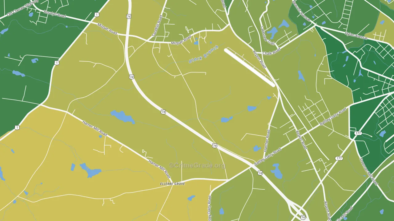 Oak Ridge Park, NC Map of Drug-Related Crime Rates