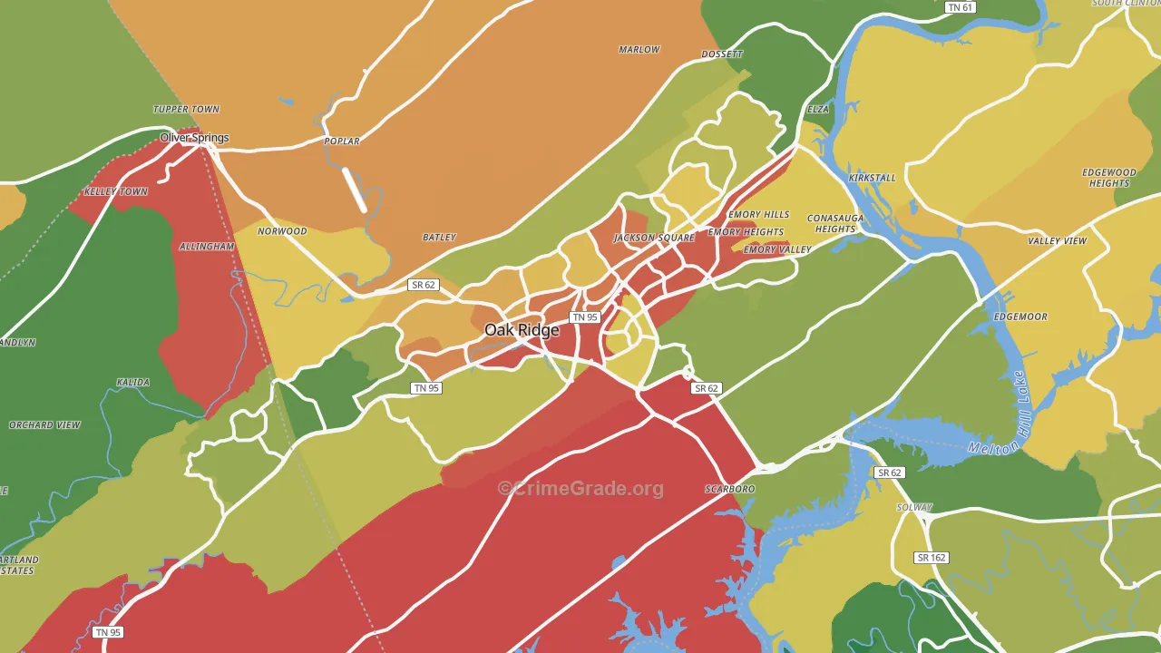 Oak Ridge, TN Map of Drug-Related Crime Rates