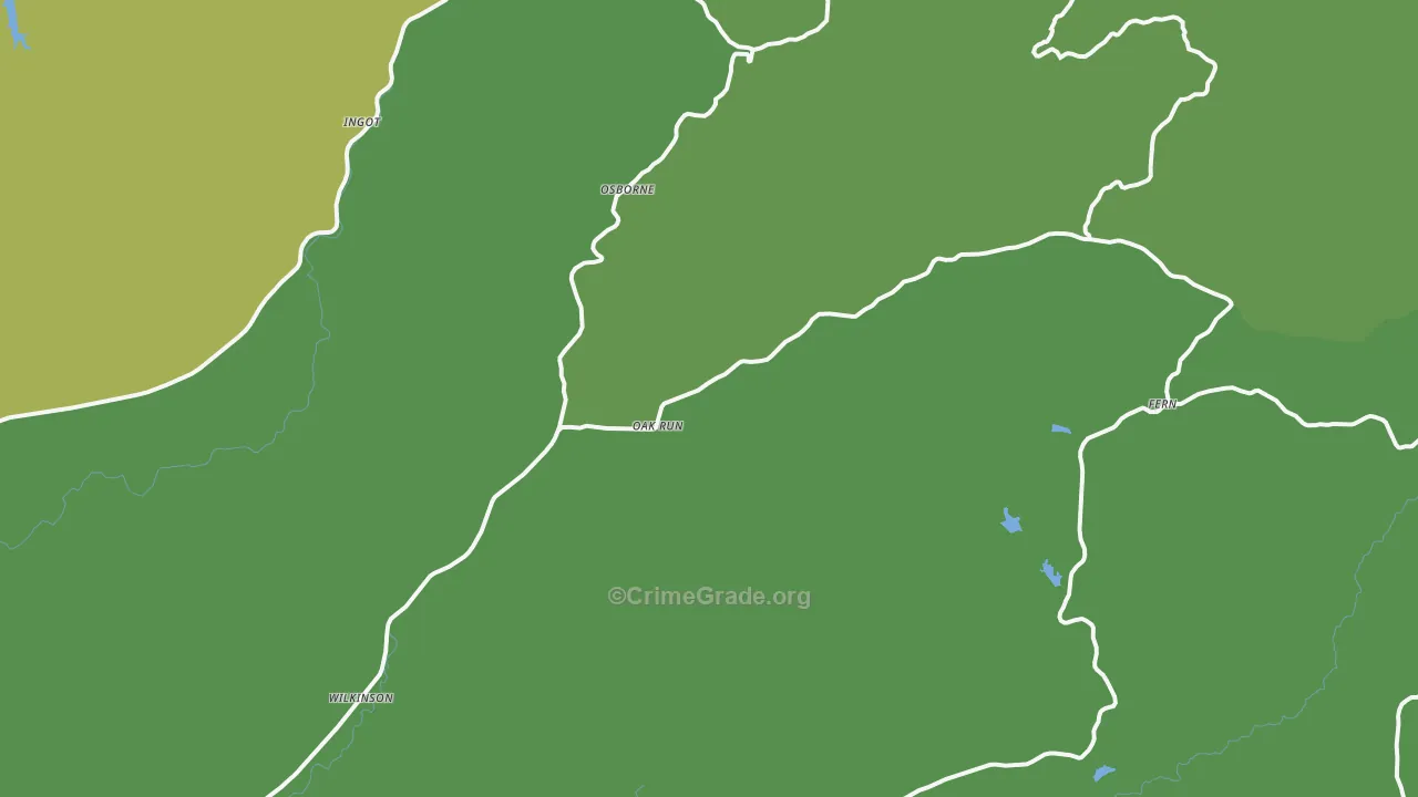 Oak Run, CA Map of Drug-Related Crime Rates