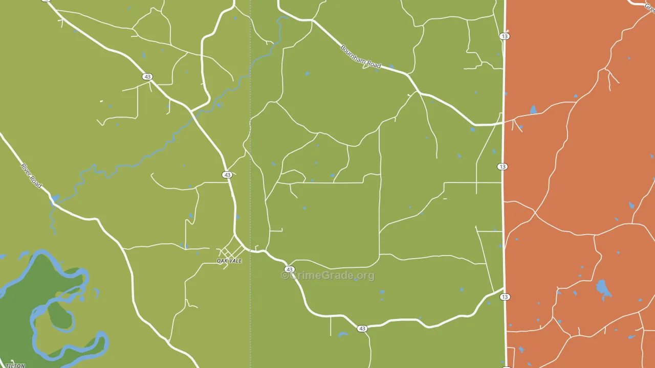 Oak Vale, MS Map of Drug-Related Crime Rates