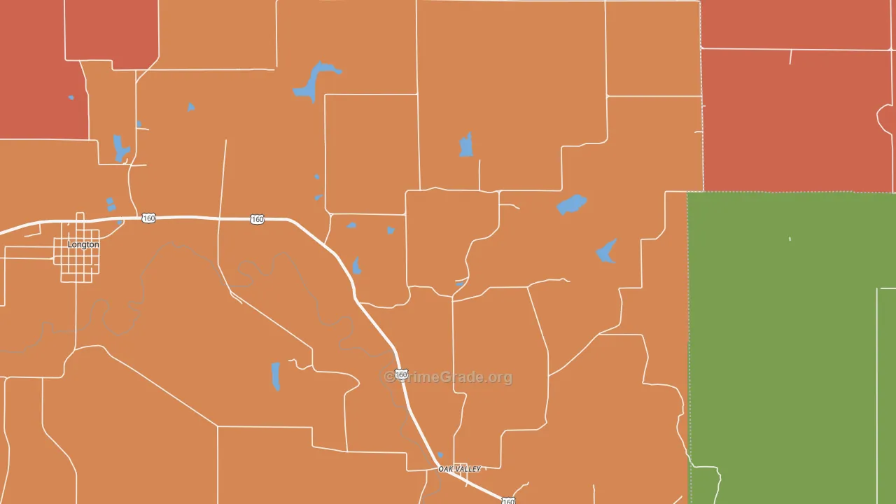 Oak Valley, KS Map of Drug-Related Crime Rates